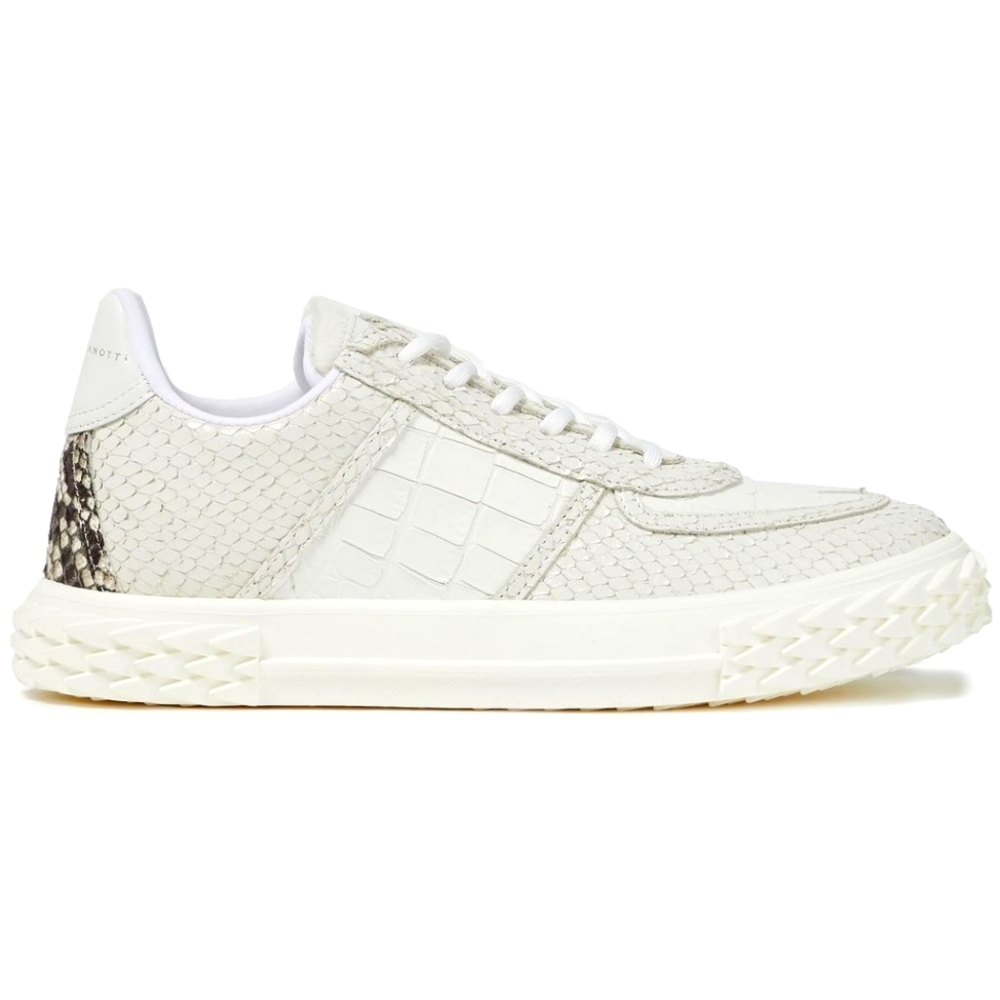 NIB GIUSEPPE ZANOTTI Blabber White Croc Snake Embossed Leather Sneakers sz 40